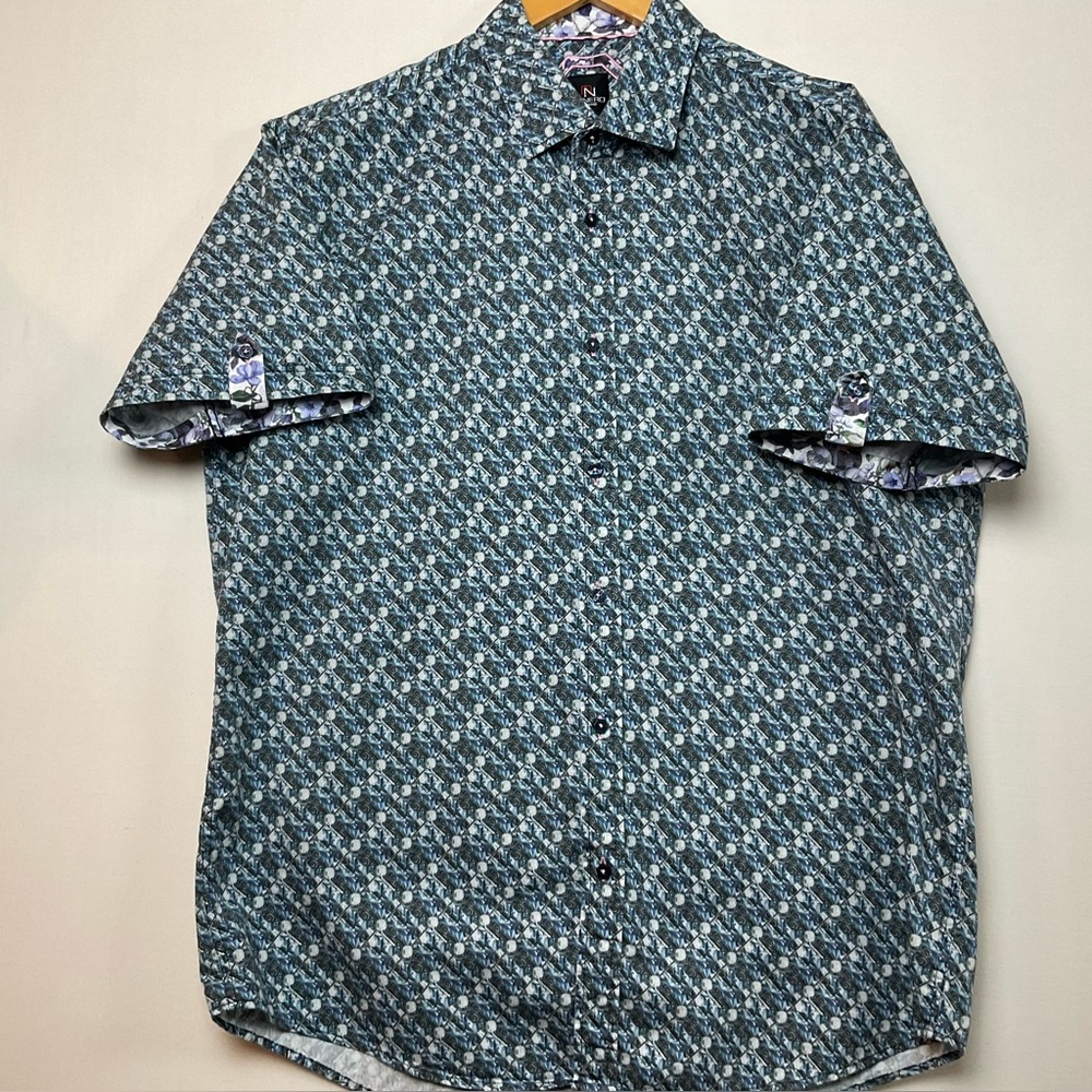 🟢🟣🔵DiNero Milano Floral Button-Up Shirt - Nice Quality! 100% cotton - Picture 3 of 12